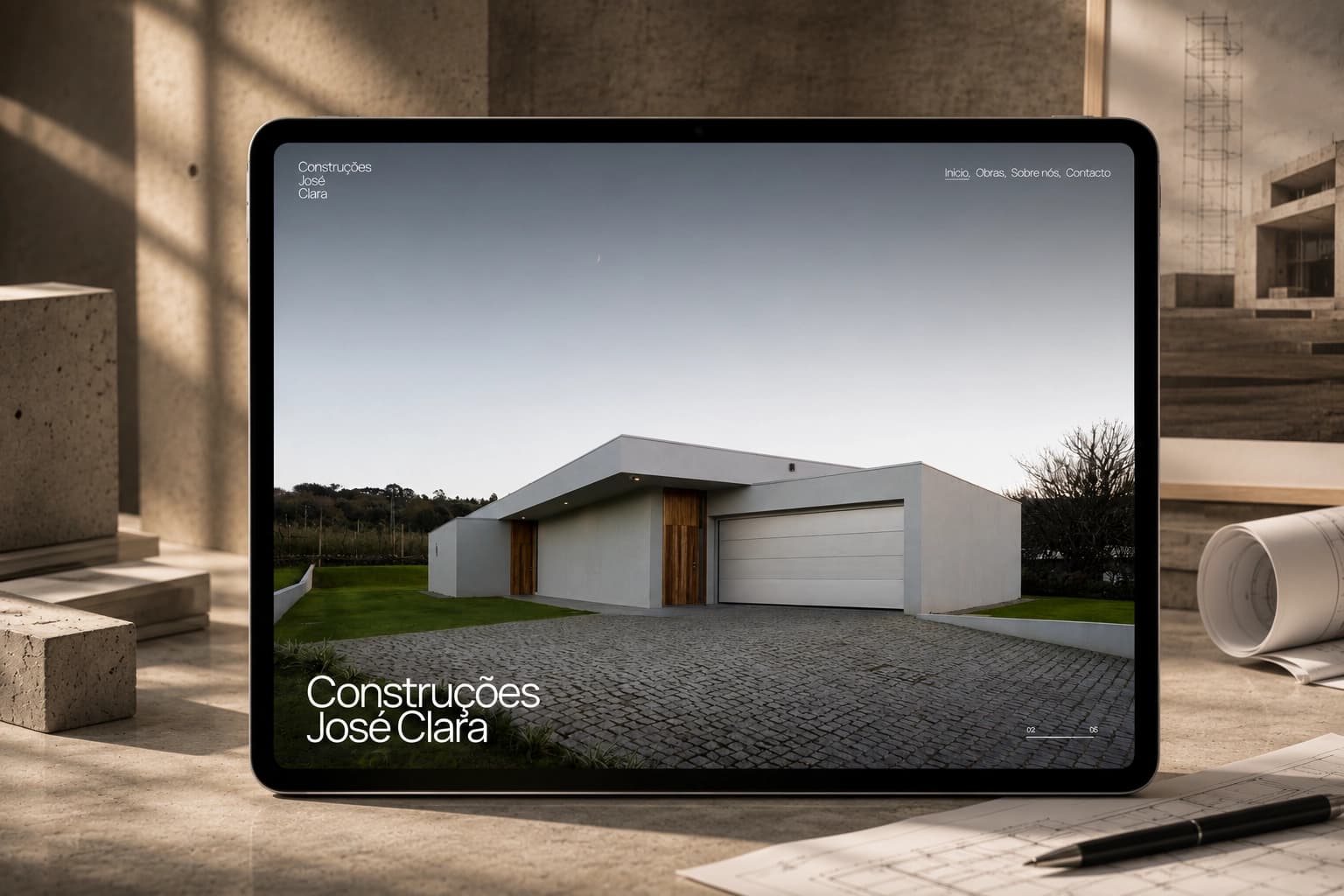 Construções José Clara — Um portefólio digital confiante, construído em torno das obras e da experiência técnica.